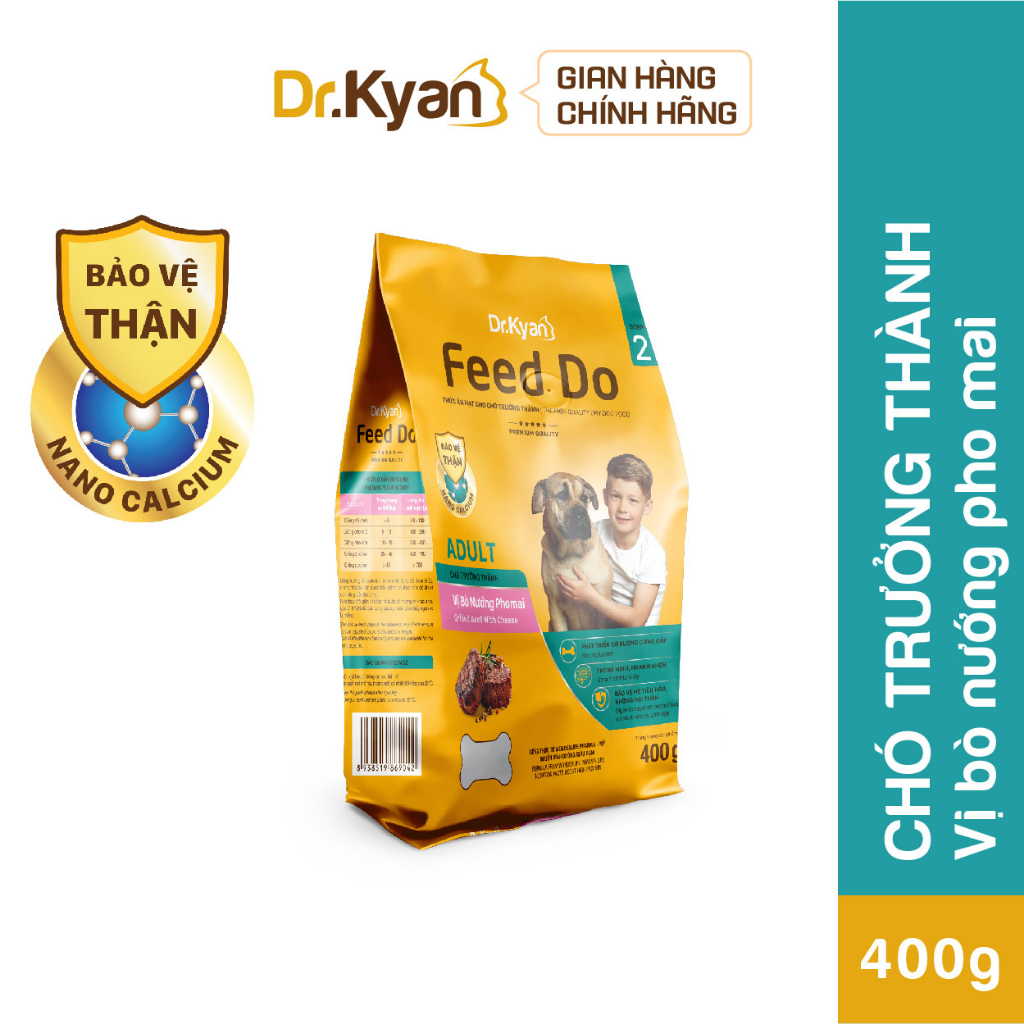 Dr.Kyan - Thức ăn hạt cho chó lớn Feed Do - Adutl 400g - Vị bò nướng pho mai