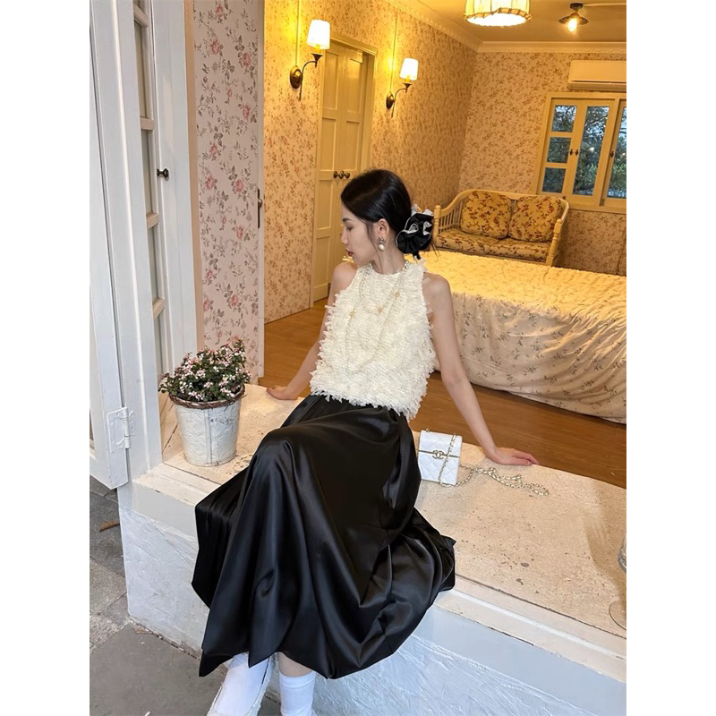 Áo yếm sát nách tua rua thanh lịch sang chảnh phong cách Hàn Quốc