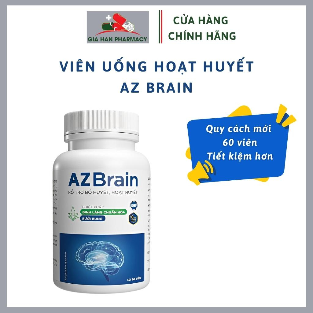Viên uống AZBrain hỗ trợ hoạt huyết giảm đau đầu chóng mặt mất ngủ hay quên - Hộp 60 viên - AZ Brain - Gia Hân Pharmacy