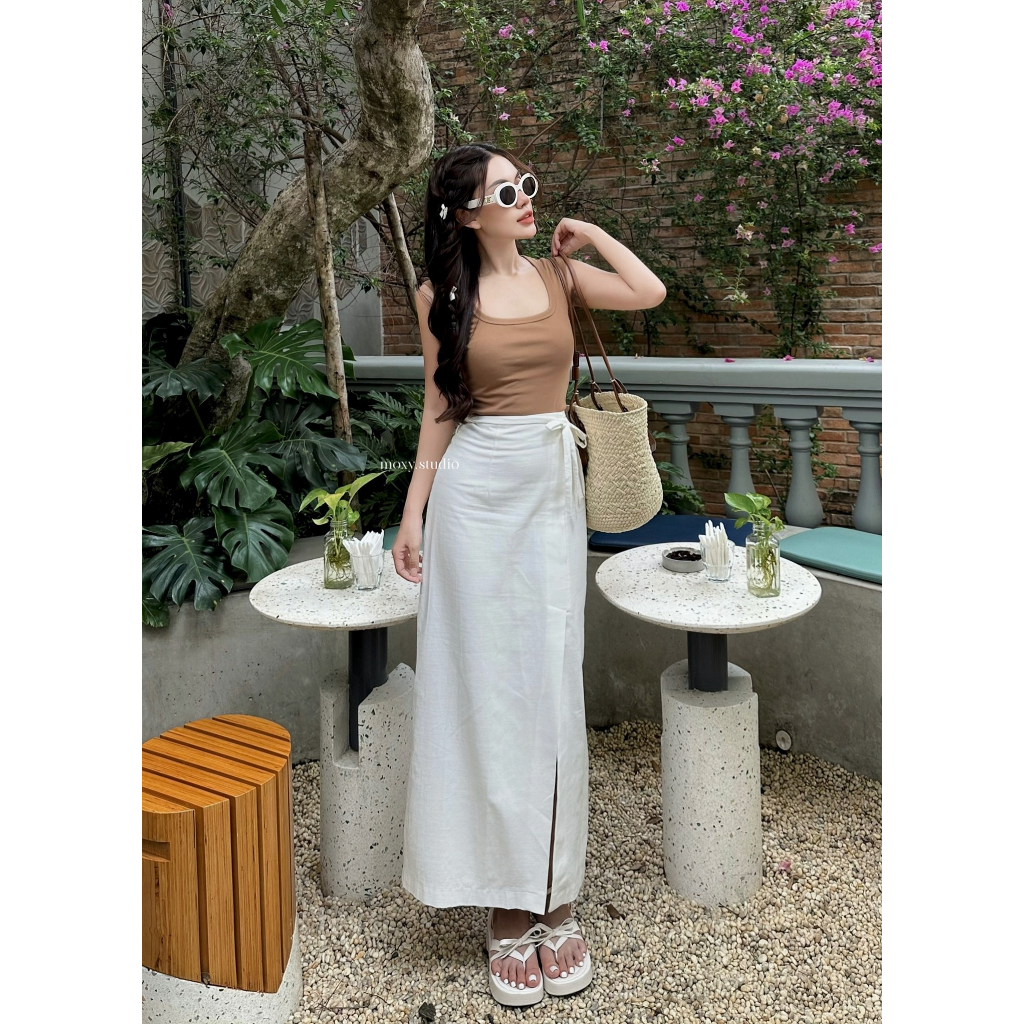 MOST1065-Doris Linen Midi Skirt