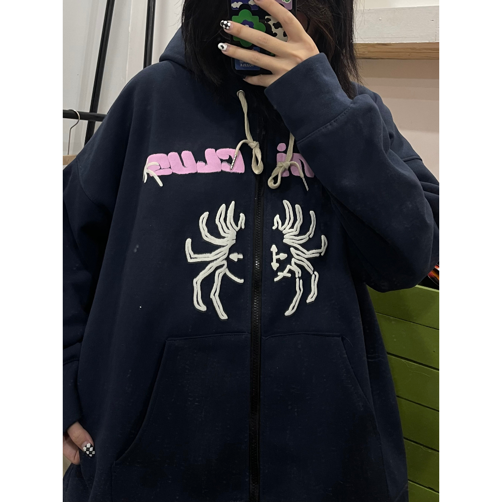 Áo Hoodie Zip Xanh than Lumiclub Nhện Lumihouse A102