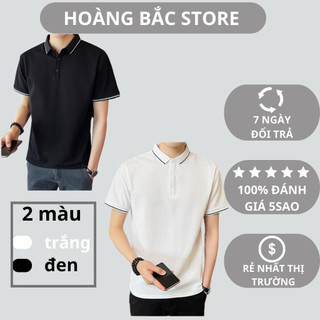 Áo thun polo trơn nam mẫu h2b hai màu trắng đen