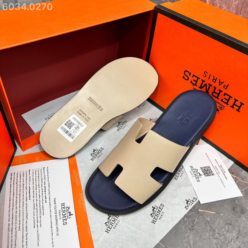 Dép lê nam HM bản quai da bò đế phíp cao cấp fullbox