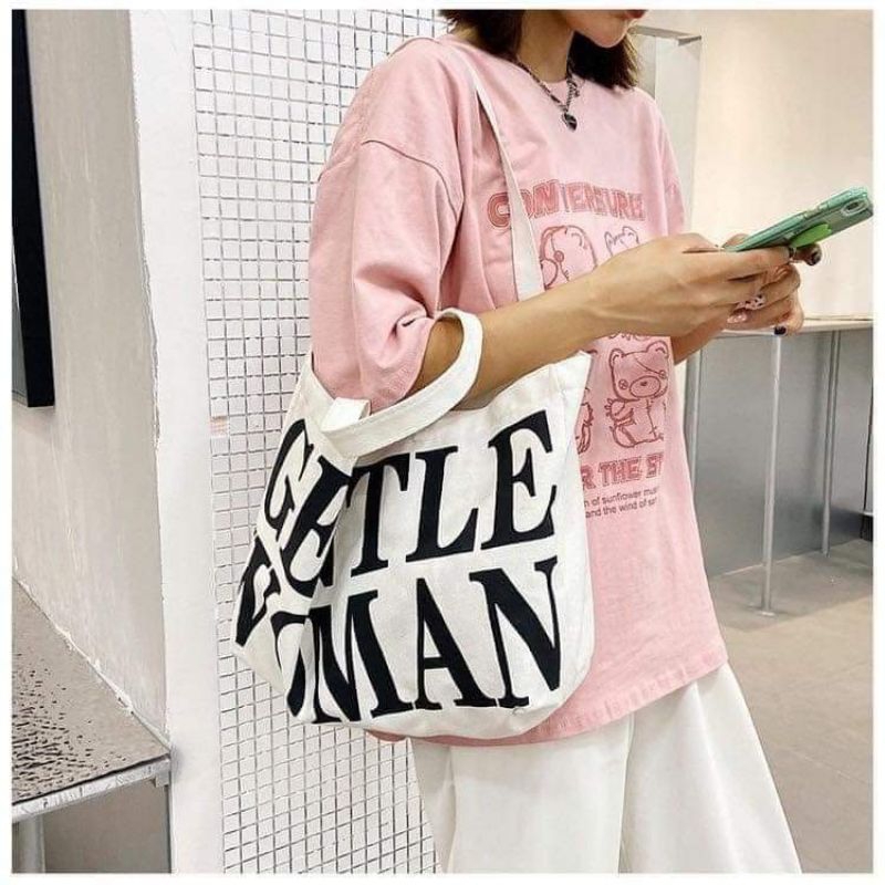 Túi vải tote in chữ GENTLE WOMAN
