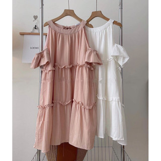 [NEW] Đầm babydoll ĐŨI GÂN rớt vai dáng xoè