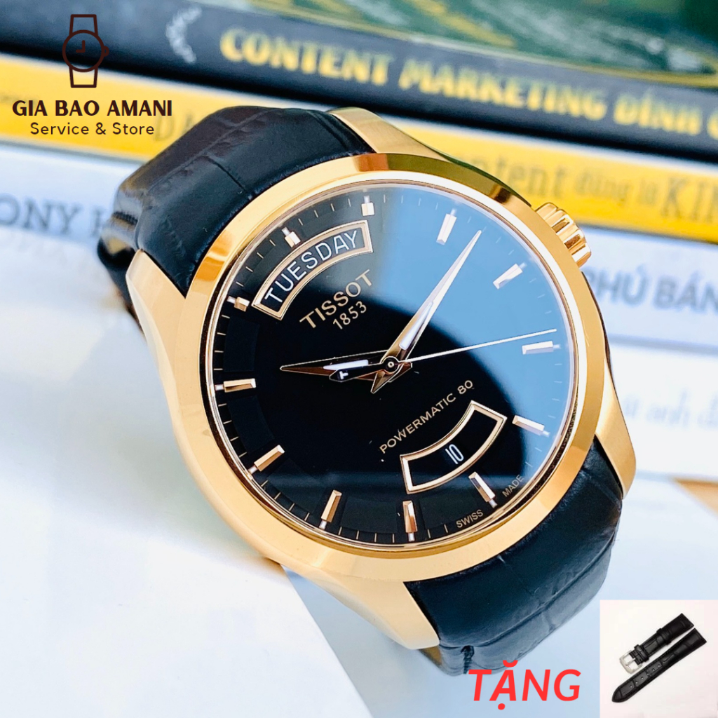 Đồng Hồ Nam TISSOT Couturier DayDate Cafe T035.407.36.051.01 Chính Hãng Tặng Dây Da Cao Cấp