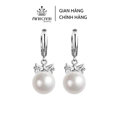 Bông Tai Bạc Nơ Đá Mix Hột Trai - Minh Canh Jewelry