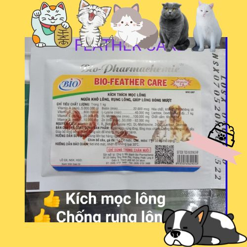 BỘT BIO FEATHER CARE Giúp Mọc Lông, Ngừa Khô Lông, Rụng Lông, Giúp Lông Bóng Mượt gói 5g xuất xứ Việt Nam
