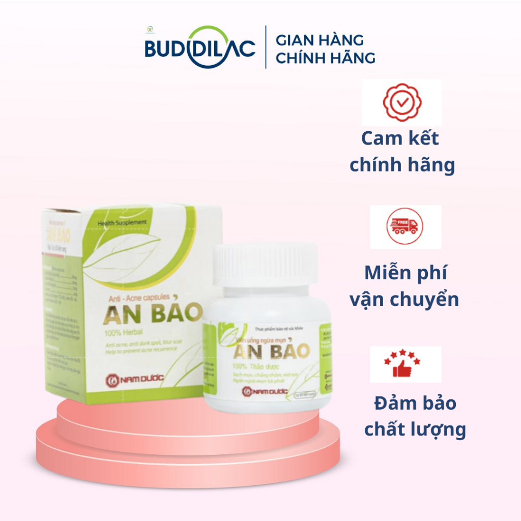 Viên uống ngừa mụn An Bảo - Nam Dược - Lọ 30 viên, thanh nhiệt giải độc, mát gan, sạch mụn, mờ vết thâm