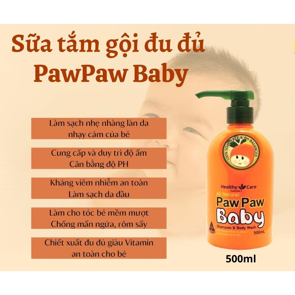 Sữa tắm gội Paw Paw Baby Healthy Care Úc dành cho bé