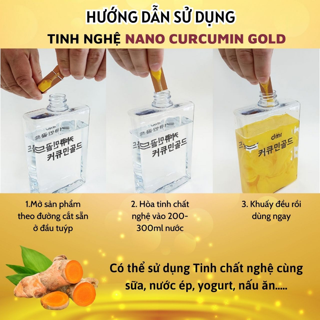 Tinh Chất Nghệ Nano Curcumin Gold Hàn Quốc Tăng Cường Sức Khỏe Hộp 50 Tuýp