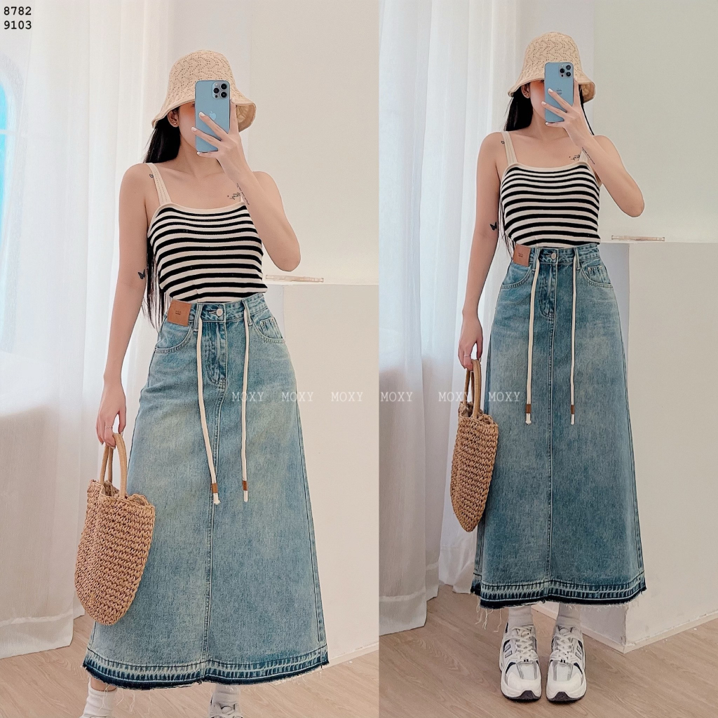 SP009103-Chân váy jean dài