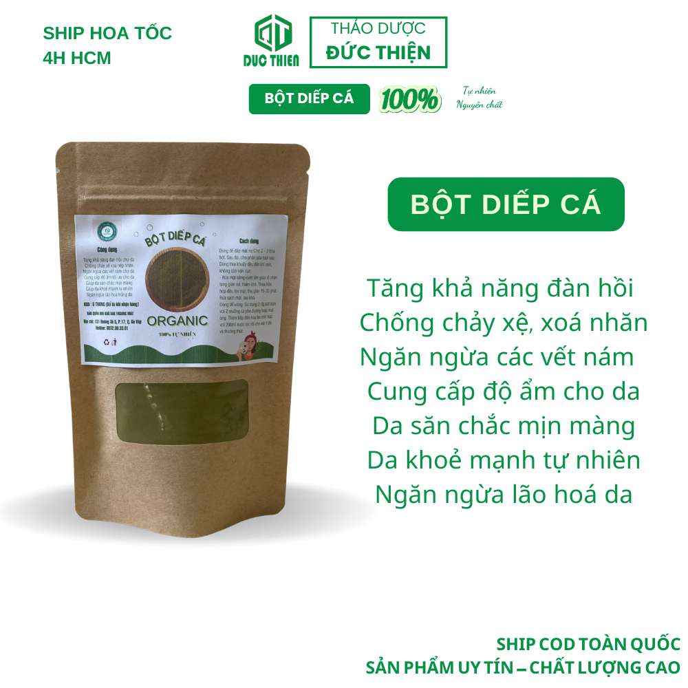 100gr Bột Diếp Cá Nguyên Chất 100% Thiên Nhiên - Ngăn Ngừa Mụn & Giảm Thâm