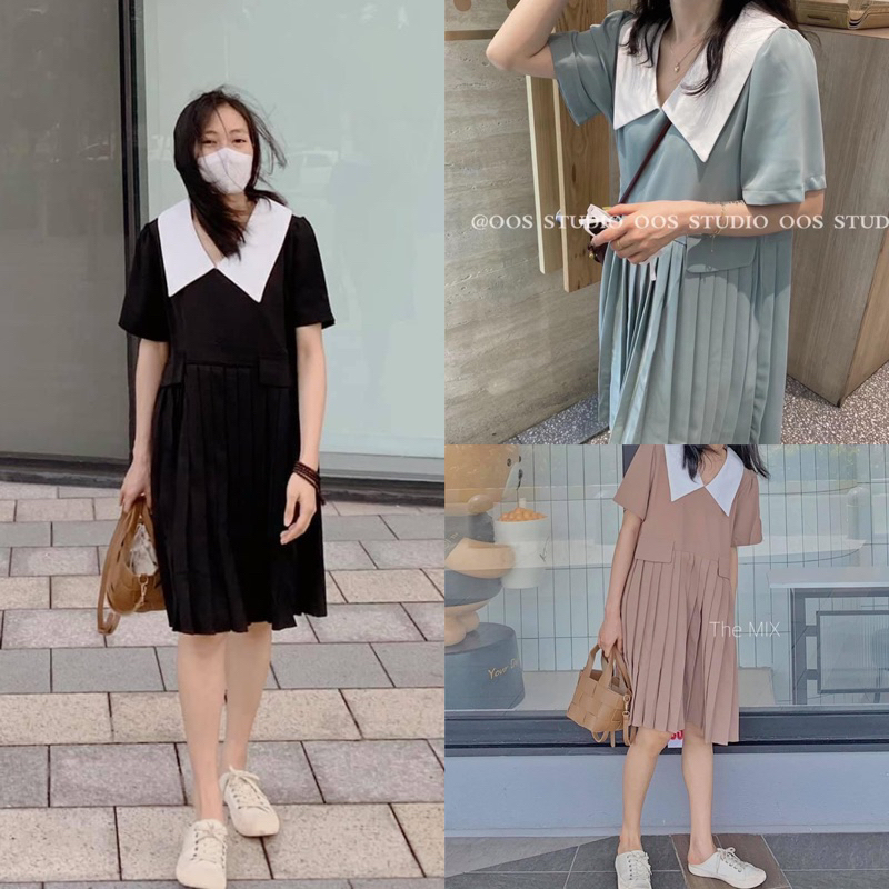 BEST SELLER Váy cổ sen xếp li OOS(CHUẨN HÃNG, ẢNH THẬT SHOP CHỤP)