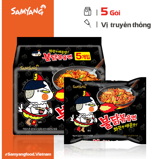Mì Khô Gà Cay Samyang Vị Truyền Thống - Lốc 5 Gói (140g/gói)
