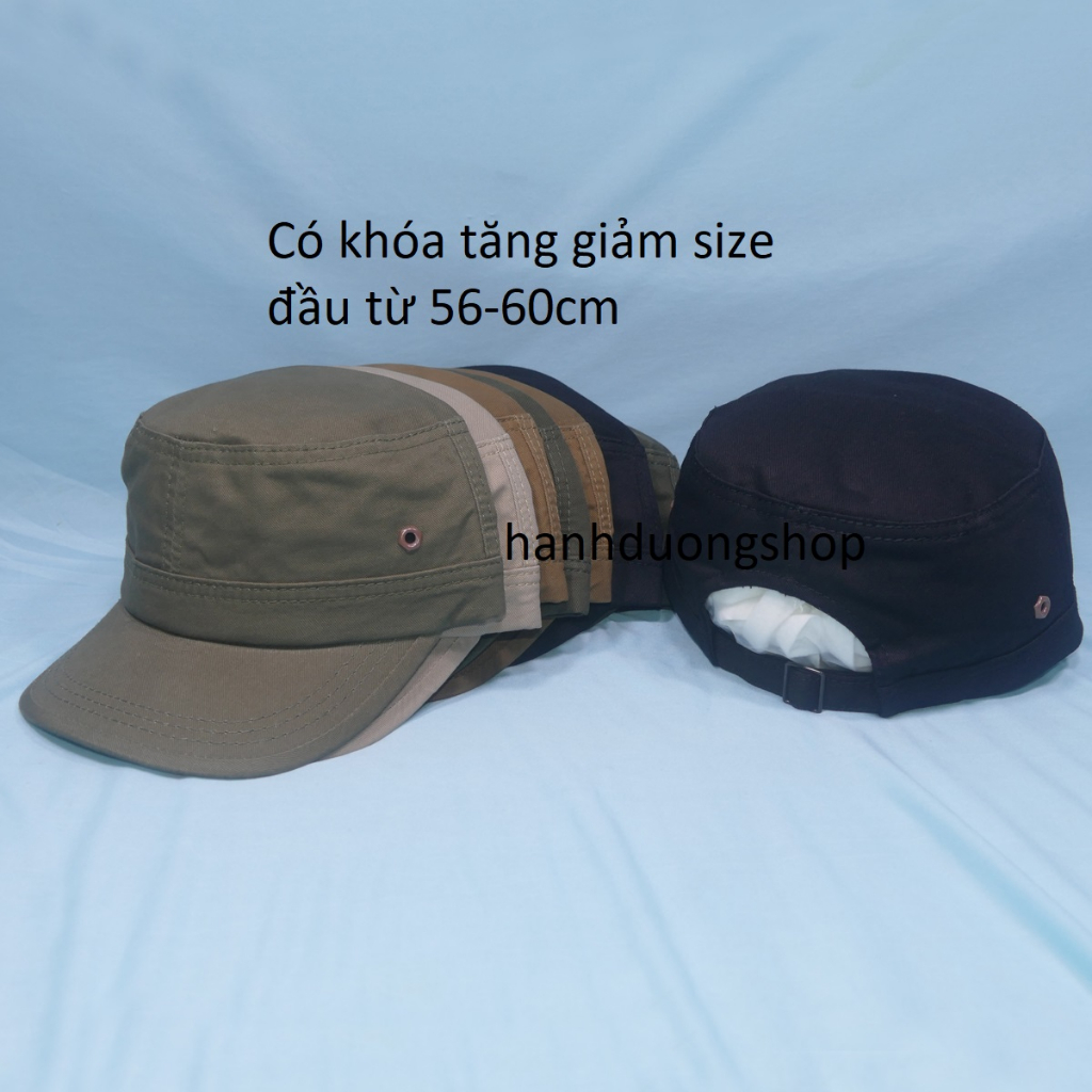 Nón kết Huy Hoàng đầu bằng trơn không thêu vòng đầu từ 56-60cm, mũ lưỡi trai A6 đầu phẳng chất liệu vải cotton