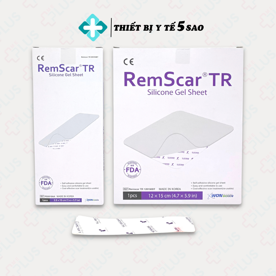 Miếng dán silicon ép sẹo lồi Hàn Quốc RemScar TR dùng trong 30 ngày (nhiều kích thước)