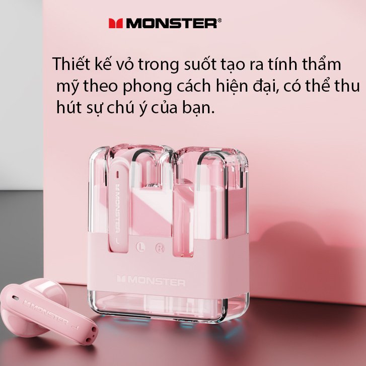 Tai nghe Bluetooth MONSTER XKT12, BluetoothV5.3, tai nghe không dây true wireless chính hãng, cảm ứng , có mic đàm thoại