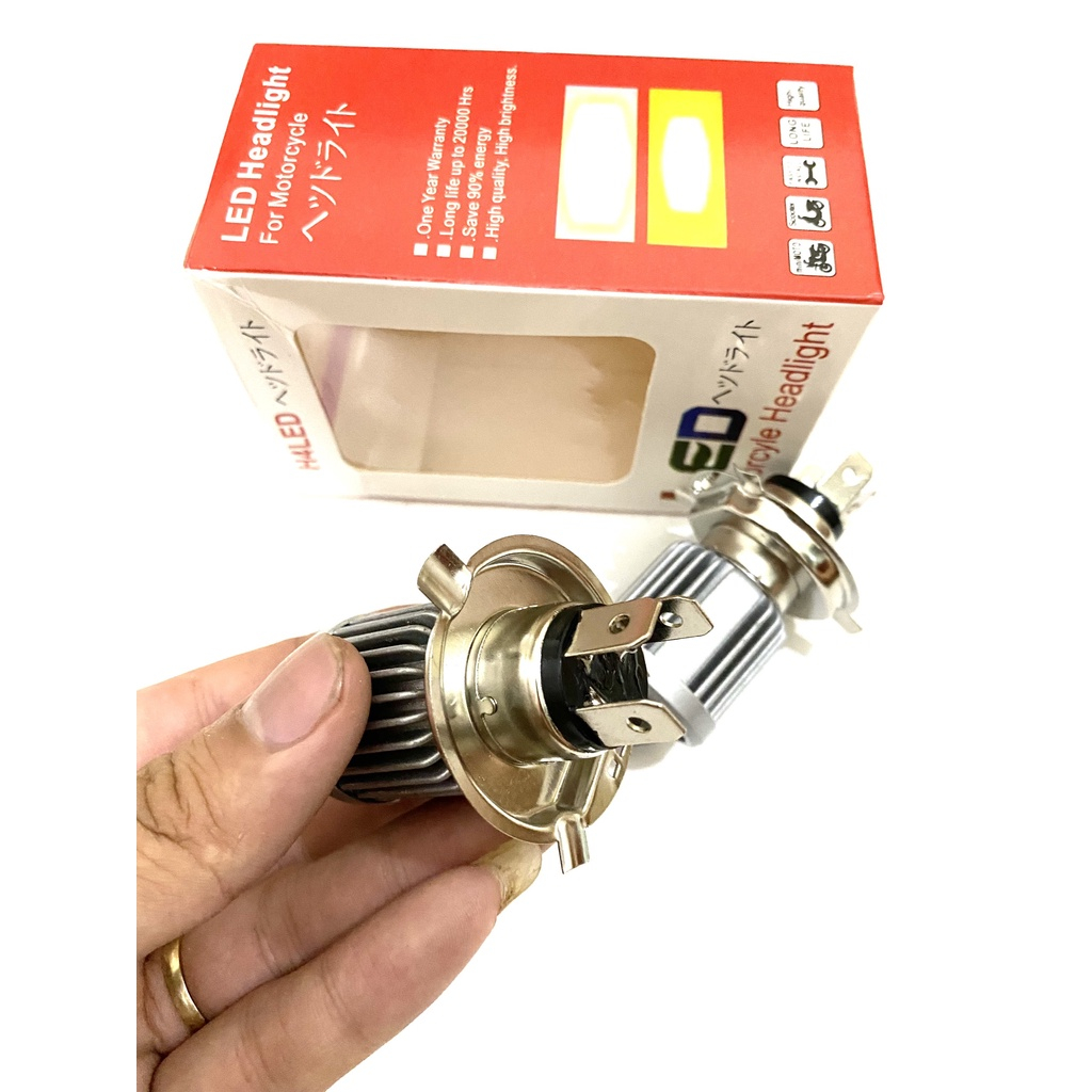 SIÊU SÁNG - Đèn Led Pha Bi Cầu 2 Màu Chân H4 Lắp Cho Ô Tô Và Xe Máy Mẫu 2023