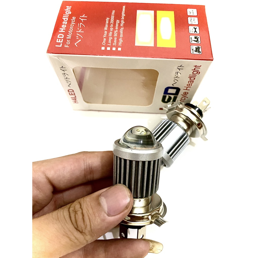 SIÊU SÁNG - Đèn Led Pha Bi Cầu 2 Màu Chân H4 Lắp Cho Ô Tô Và Xe Máy Mẫu 2023