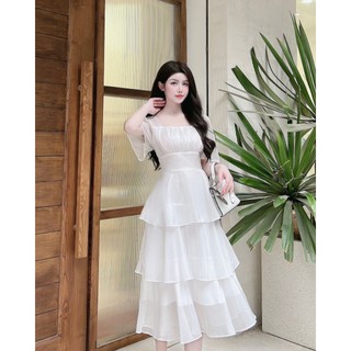 Váy 3 tầng cổ vuông