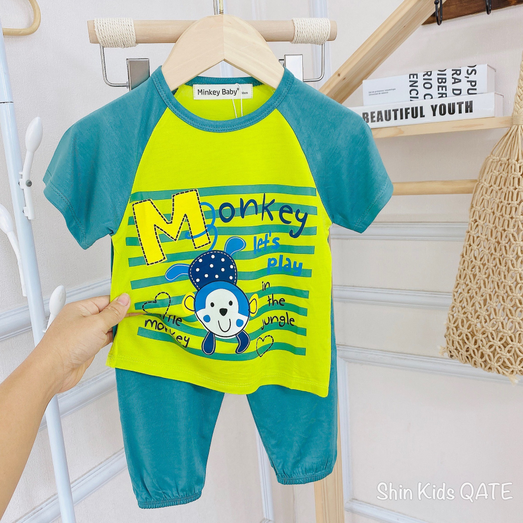FULL SIZE  Bộ Áo Ngắn Quần Alibaba Chất Thun Lạnh Dành Cho Bé.Shin Kids , Đồ Bộ Cho Bé