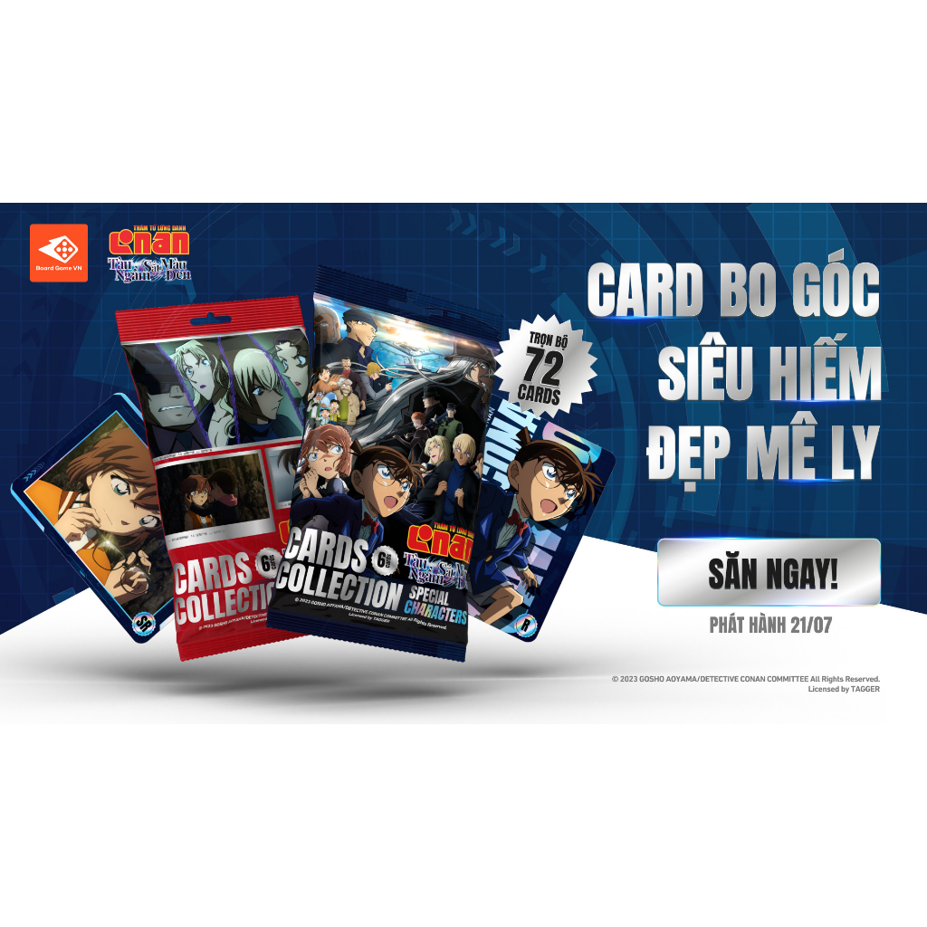 Bộ thẻ bo góc, thẻ sưu tập đặc biệt giới hạn Conan Movie 26: Tàu ngầm sắt màu đen - 1 túi 6 thẻ - BOARDGAME VN