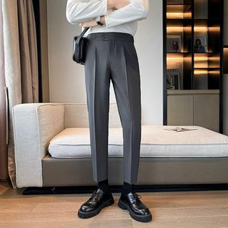 Quần  Baggy nam cạp cao Nút giữa Dáng Dài Lưng Cạp Siêu Cao Suông Dài Basic