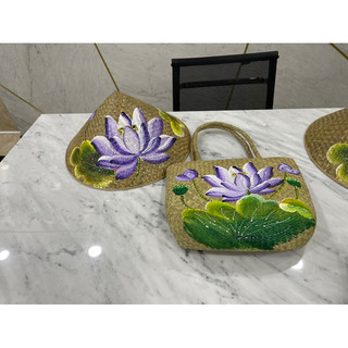 Combo nón và túi cỏ bàng