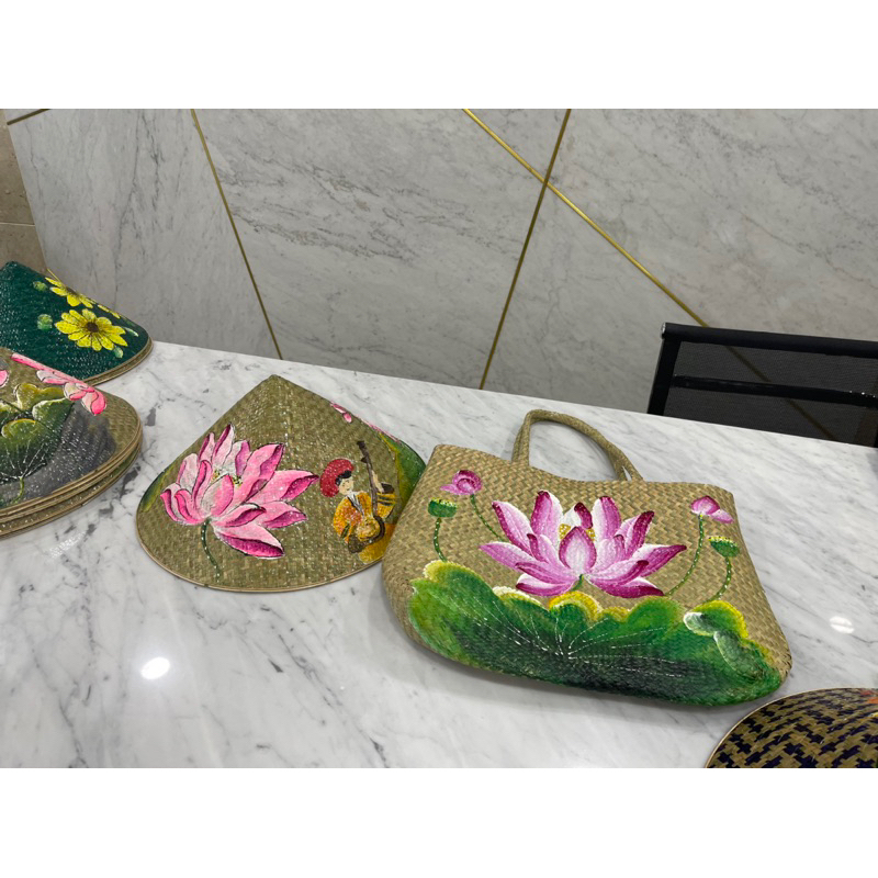 Combo nón và túi cỏ bàng