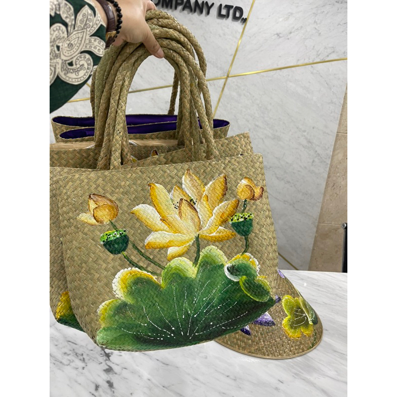 Combo nón và túi cỏ bàng