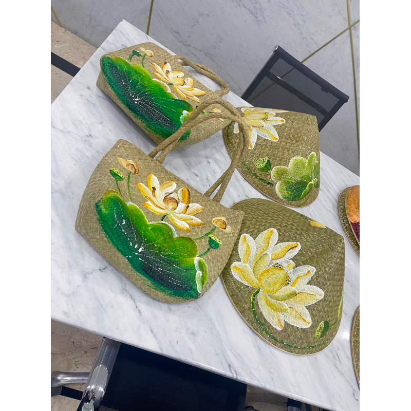 Combo nón và túi cỏ bàng