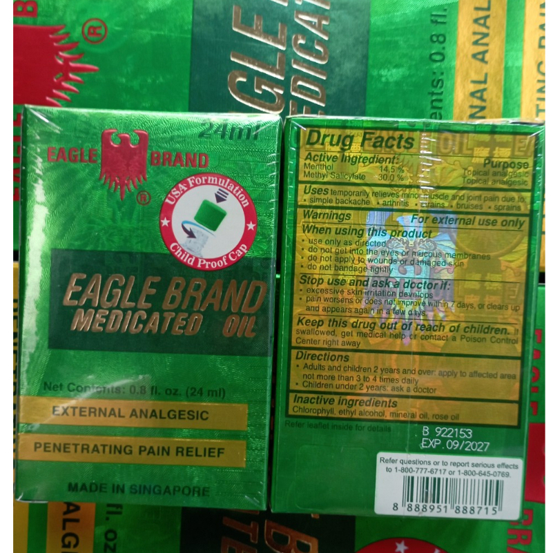 Dầu gió con ó Eagle Brand 2 nắp thị trường MỸ - Made in Singapore