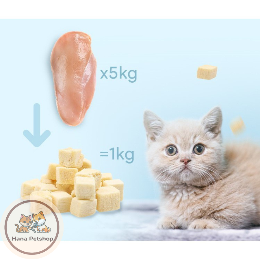 Viên Thịt Gà sấy lạnh đông khô nguyên vị cho Mèo và Cún 500g