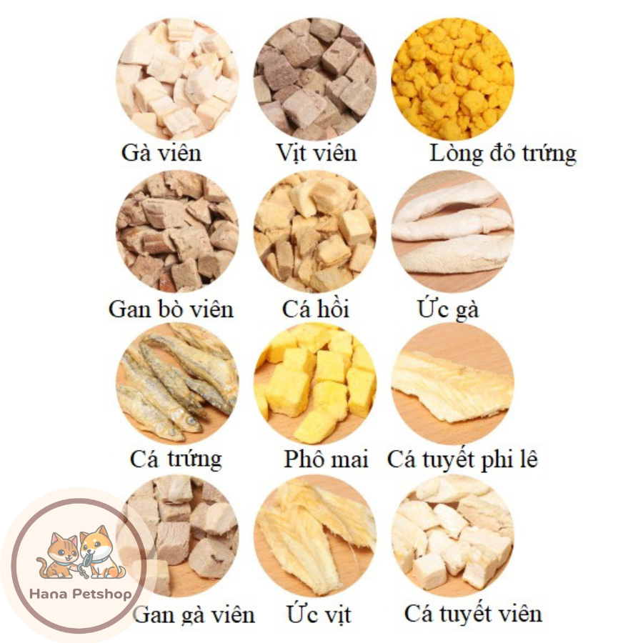 Viên Thịt Gà sấy lạnh đông khô nguyên vị cho Mèo và Cún 500g