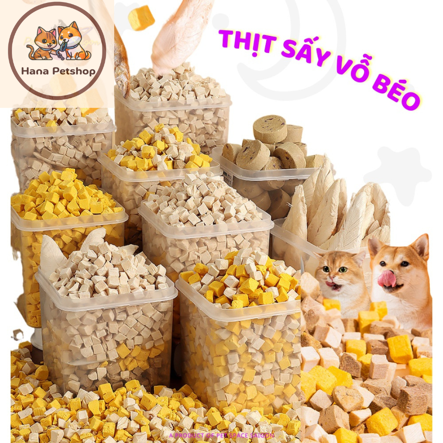 Viên Thịt Gà sấy lạnh đông khô nguyên vị cho Mèo và Cún 500g