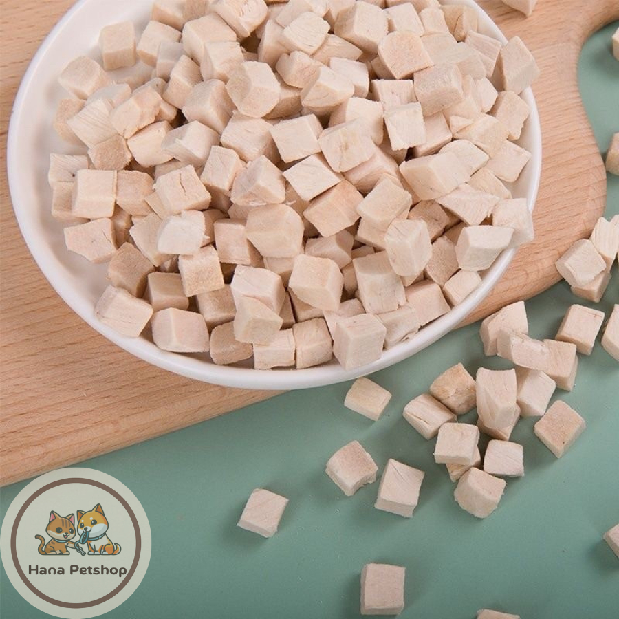 Viên Thịt Gà sấy lạnh đông khô nguyên vị cho Mèo và Cún 500g
