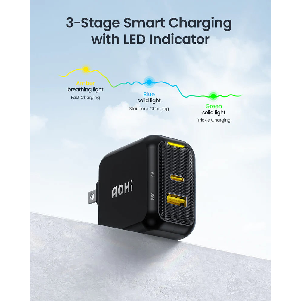 Bộ Sạc Nhanh 2 Cổng 67W Siêu Nhỏ AOHI Magcube 1C1A Hỗ Trợ PD/PPS/IQ - Chính Hãng