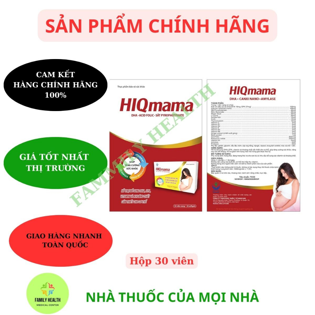 HIQmama - Bổ sung Acid Folic + DHA cho phụ nữ có thai và đang cho con bú