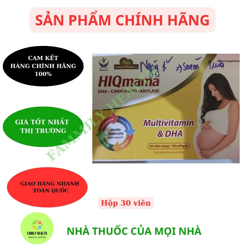 HIQmama - Bổ sung Acid Folic + DHA cho phụ nữ có thai và đang cho con bú