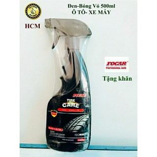 [HCM] Focar tire care- Đen bóng vỏ ô tô 500ml, Tặng khăn