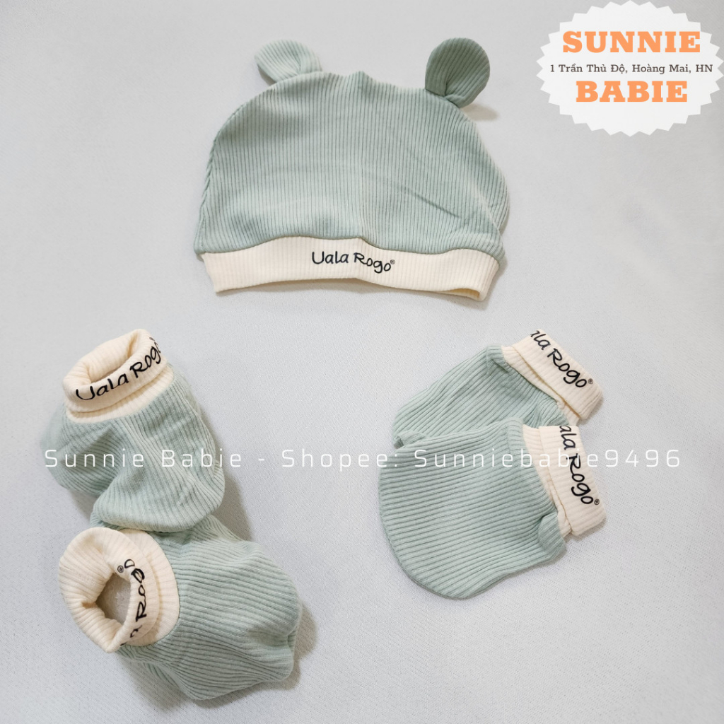 Set Mũ + bao tay chânUalarogo Sale vải sợi tre