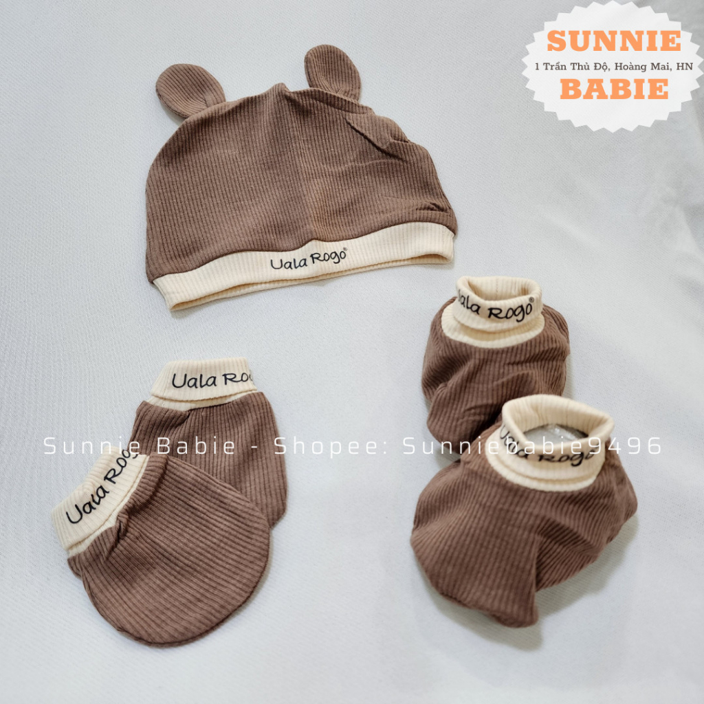 Set Mũ + bao tay chânUalarogo Sale vải sợi tre