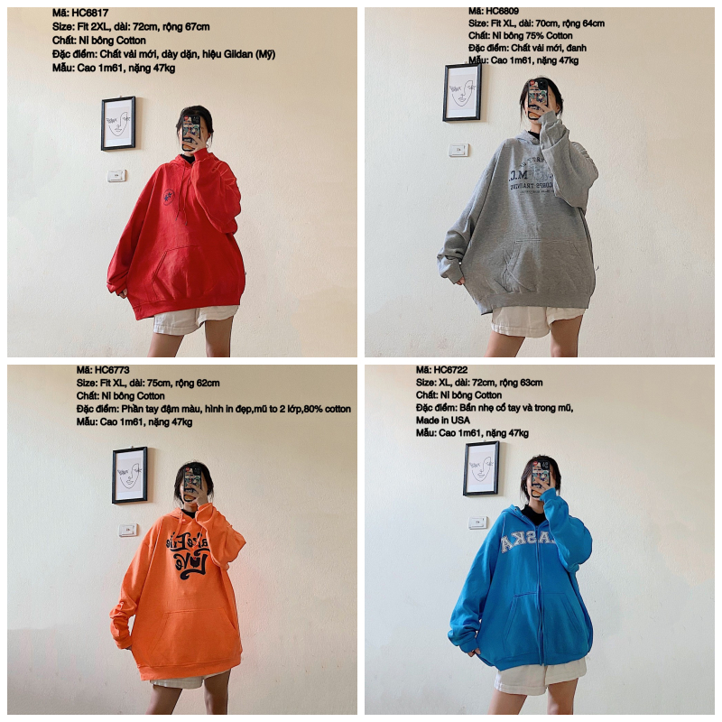 Hoodie oversize second hand nỉ bông, form bồng, chất mới, nhập Mỹ, giá sale kèm quà tặng. (Ảnh thật) 070723-1