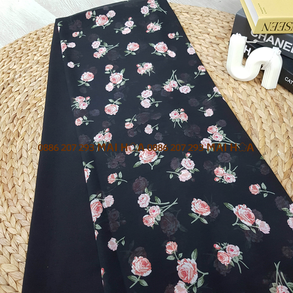 Vải voan tơ hoa hồng vải may đồ nữ mặc mùa hè Maihoaflower