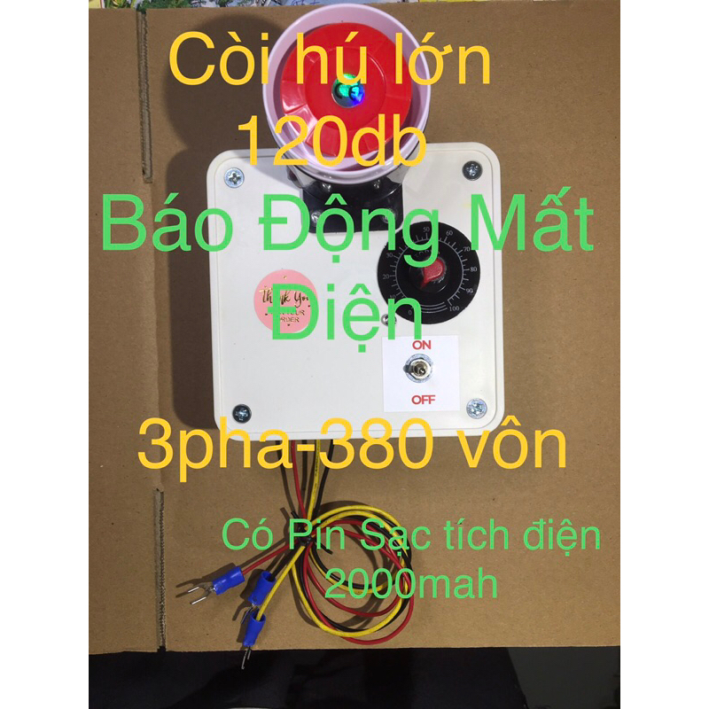 Báo Động Mất Pha , mất điện 380 vôn,có pin sạc,còi hú siêu lớn