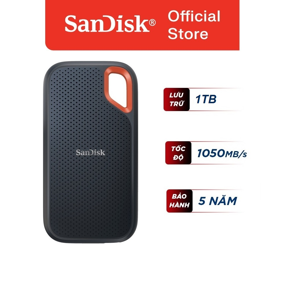 Ổ cứng di động External SSD SanDisk Extreme V2 E61 1TB cổng USB Type-C upto 1050MB/s