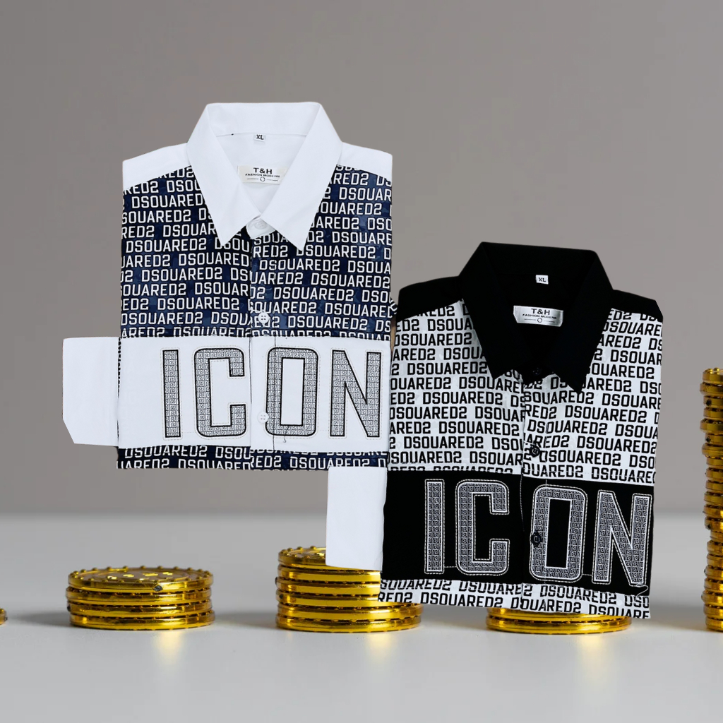 Áo sơ mi nam dài tay ngắn tay TH phối thêu chữ ICON hot trend bán chạy nhất