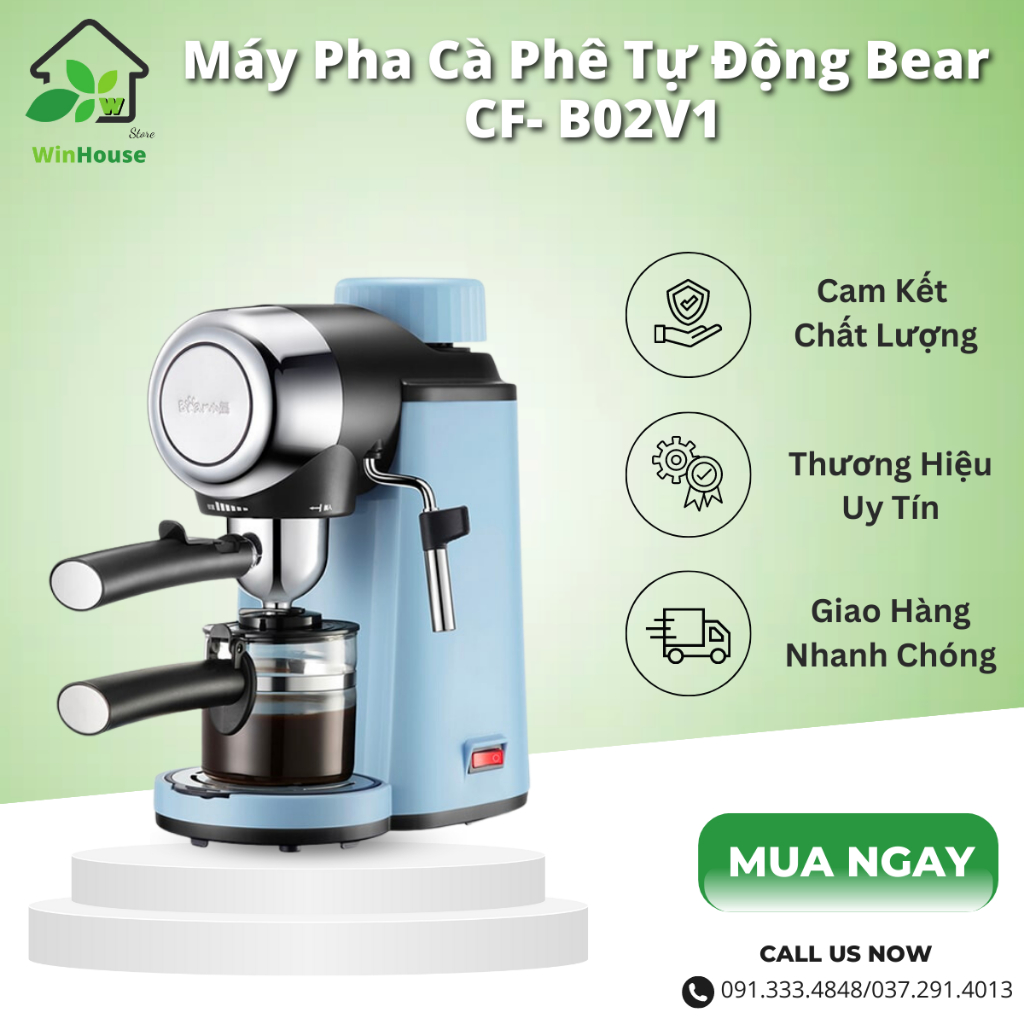 [CF-B02V1] Máy Pha Cà Phê Tự Động Bear - Có Hệ Thống Làm Nóng Nước Tự Động | Hàng Quốc Tế Chính Hãng Bear