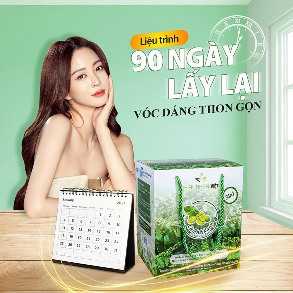 Cà phê xanh giảm cân kháng mỡ hộp 30 gói nguyên liệu thiên nhiên không chứa chất bảo quản - Beauty at home